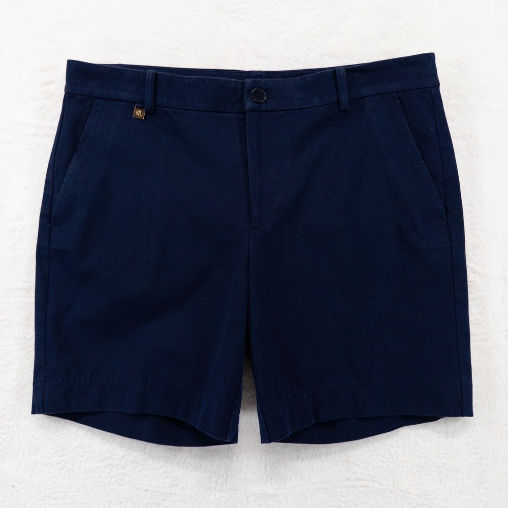Lauren Ralph Lauren Womens Shorts 8 Navy Blue Chino Stretch Casual RL Logo